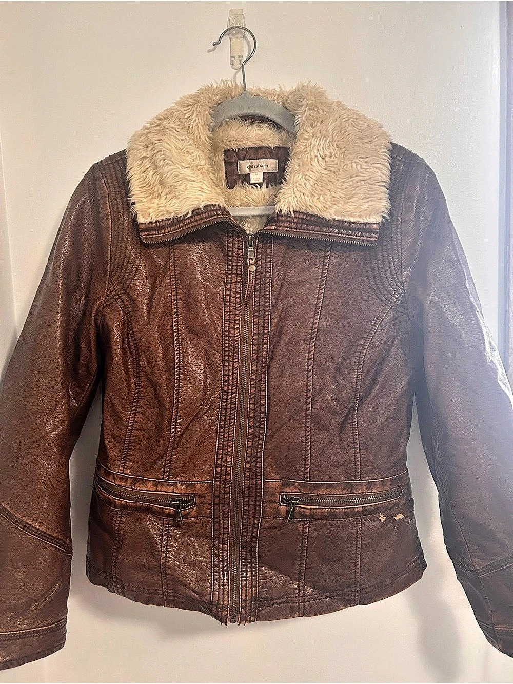 Faux Fur Collar Brown Jacket